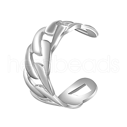 Non-Tarnish Stainless Steel Curb Chain Style Cuff Rings OO8313-2-1