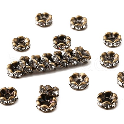 Brass Rhinestone Spacer Beads RB-A014-L8mm-01AB-NF-1