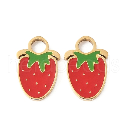 304 Stainless Steel Enamel Charms STAS-R168-02G-G-1