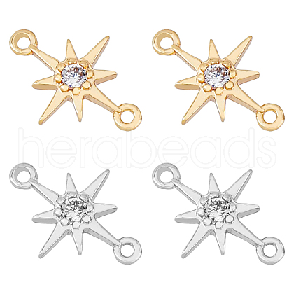 HOBBIESAY 20Pcs 2 Colors Brass Clesr Cubic Zirconia Connector Charms FIND-HY0001-20-1