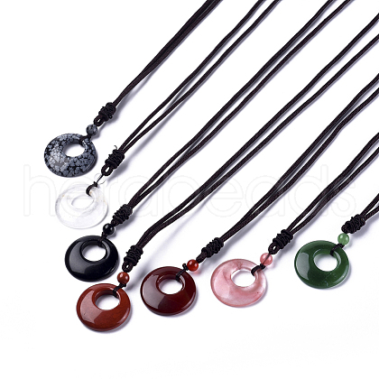 Natural & Synthetic Gemstone Pendant Necklaces NJEW-E149-1