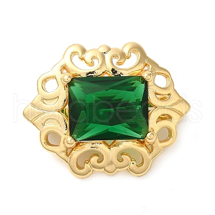Brass with Glass Fold Over Clasps KK-G505-06G-1