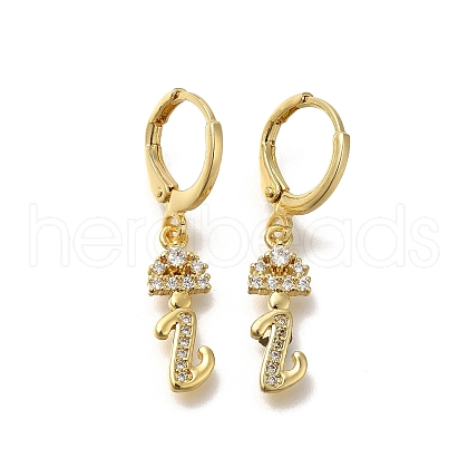 Brass Clear Cubic Zirconia Hoop Earrings EJEW-M045-01L-1