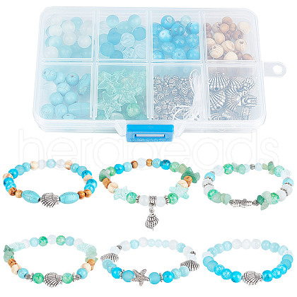 SUNNYCLUE DIY Ocean Theme Stretch Bracelets Making Kit DIY-SC0021-56-1