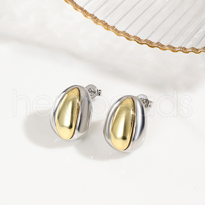 Brass Two Tone Stud Earrings EJEW-S262-10GP-C-1