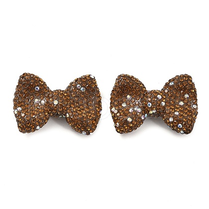 Bowknot Shape Polymer Clay Rhinestone Beads CLAY-NH0001-05B-1