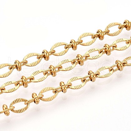 304 Stainless Steel Textured Oval Link Chains CHS-N005-06B-G-1
