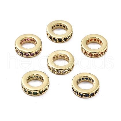 Brass Micro Pave Cubic Zirconia Spacer Beads KK-Q006-64G-1