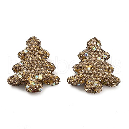 Christmas Tree Polymer Clay Rhinestone Beads CLAY-NH0001-14B-1