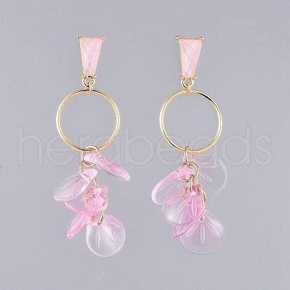 Glass Cluster Beads Dangle Ear Studs EJEW-JE03921-01-1
