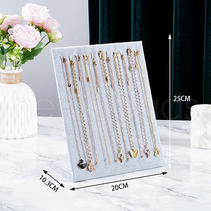 Velvet Necklace Organizer Display Stands for 12 Necklaces PW-WG61009-06-1