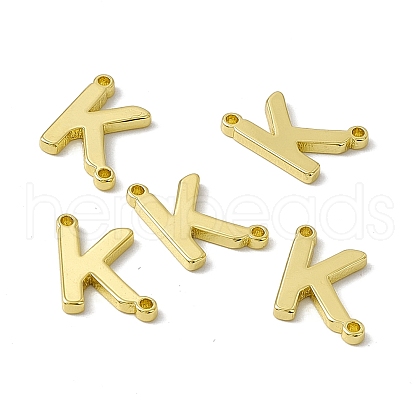 Rack Plating Brass Letter Connector Charms KK-C007-38G-K-1