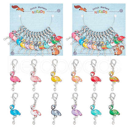 Flamingo Stitch Markers HJEW-AB00190-1