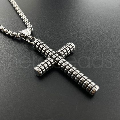 Stainless Steel Classic Cross Pendant Necklaces for Men HH4351-1