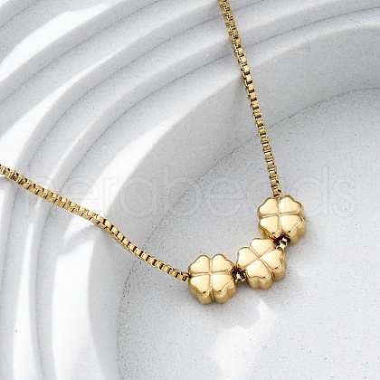 304 Stainless Steel Triple Beads Pendant Box Chain Necklaces NJEW-R026-02G-01-1