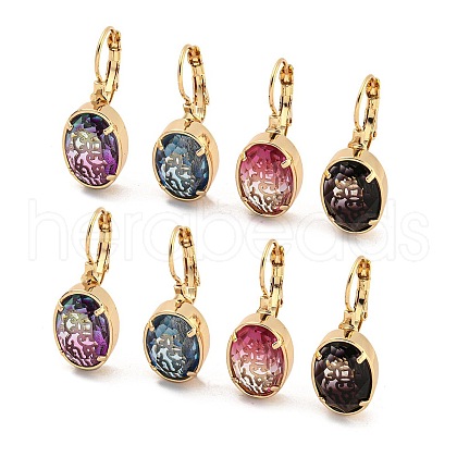 Glass Leverback Earrings EJEW-P269-01KCG-1