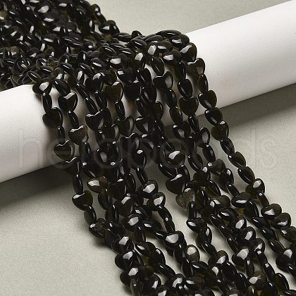 Natural Silver Sheen Obsidian Beads Strands G-P575-C04-6mm-1