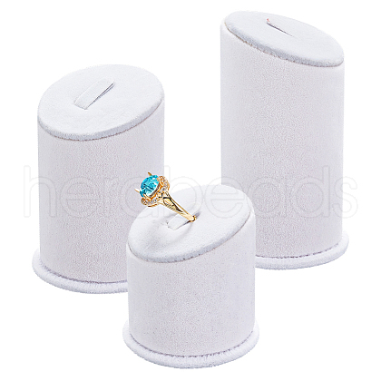 3Pcs 3 Sizes Lint Covered with PVC Ring Display Stands RDIS-WH0019-06-1