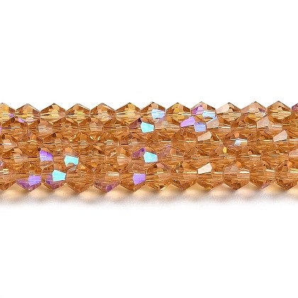 Transparent Electroplate Glass Beads Strands GLAA-F029-4mm-D18-1