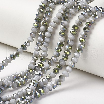 Electroplate Opaque Glass Beads Strands EGLA-A034-P8mm-S13-1
