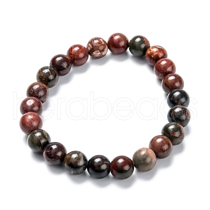 Natural Polychrome Jasper/Picasso Stone/Picasso Jasper Stretch Beaded Bracelets G-A185-01R-1