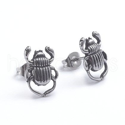 Retro 304 Stainless Steel Stud Earrings X-EJEW-L248-003AS-1