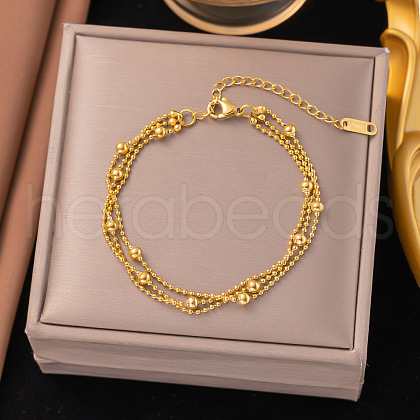 304 Stainless Steel Multi-strand Bracelets BJEW-C110-03G-1