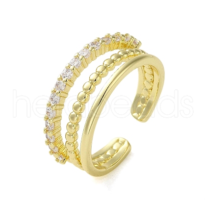 Brass with Cubic Zirconia Rings RJEW-B057-09G-1