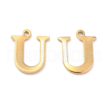 Ion Plating(IP) 304 Stainless Steel Alphabet Charms STAS-H122-U-G-1