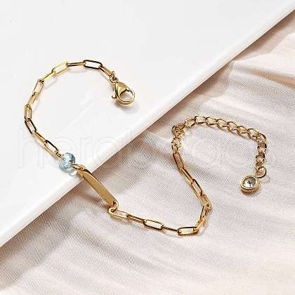 304 Stainless Steel Paperclip Chain Bracelets BJEW-A035-04G-01-1
