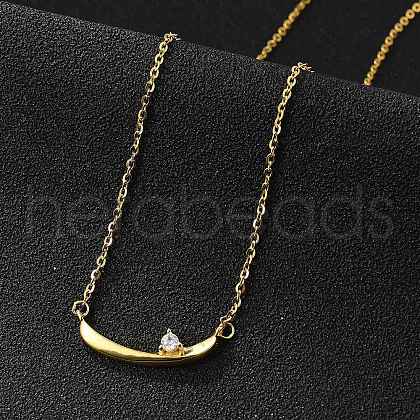 925 Sterling Silver Pave Clear Micro Pave Cubic Zirconia Boat Pendant Necklaces for Women NJEW-D315-02G-1