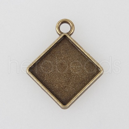 Vintage Tibetan Style Alloy Rhombus Pendant Cabochon Bezel Settings X-TIBEP-M018-137AB-NF-1