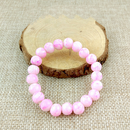Glass Imitation Natural Agate Round Beaded Stretch Beaded Bracelets WG8D788-06-1