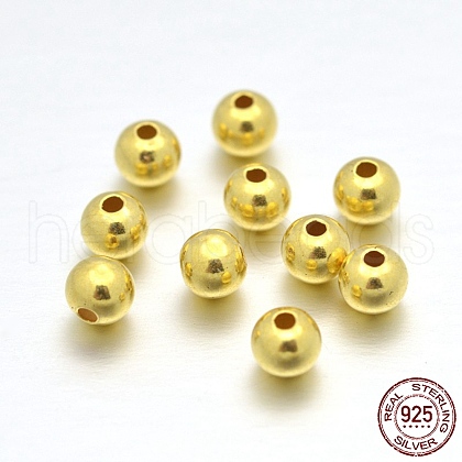 Real 24K Gold Plated Sterling Silver Round Beads X-STER-E040-01A-1