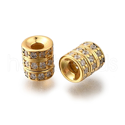 925 Sterling Silver Micro Pave Clear Cubic Zirconia Beads STER-F061-03A-G-1