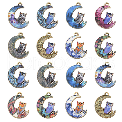 27Pcs 9 Styles Alloy Printed Pendants PALLOY-CJ0002-53-1