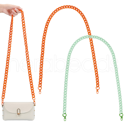 WADORN 2Pcs 2 Colors Acrylic Curban Chain Bag Straps FIND-WR0008-64-1