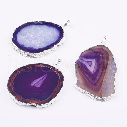 Natural Agate Big Pendants G-P305-E01-S-1