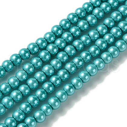 Eco-Friendly Dyed Glass Pearl Round Beads Strands HY-A002-4mm-RB073-1