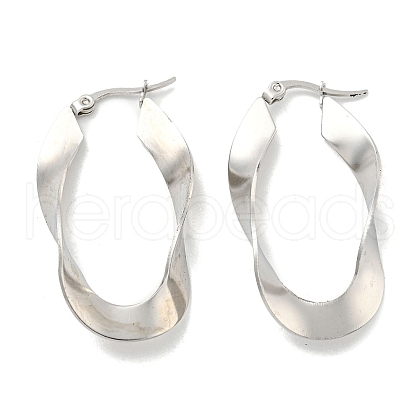 Tarnish Resistant 202 Stainless Steel Irregular Oval Hoop Earring EJEW-H003-10P-1