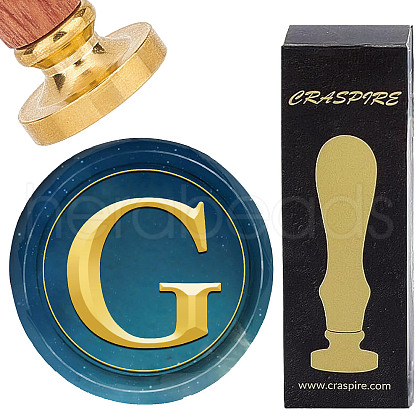 Brass Wax Seal Stamp with Wood Handle AJEW-WH0412-0302-1