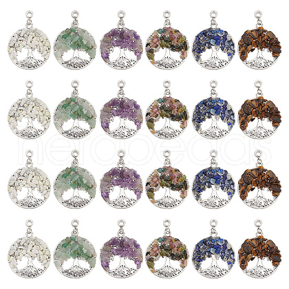 24Pcs 6 Styles Tibetan Styles Alloy Pendants PALLOY-HY00036-1