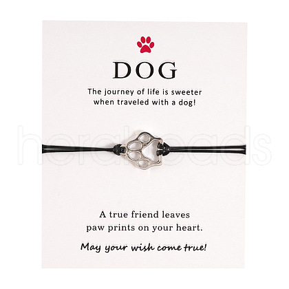 Alloy Dog Paw Print Link Bracelet ANIM-PW0001-027B-1