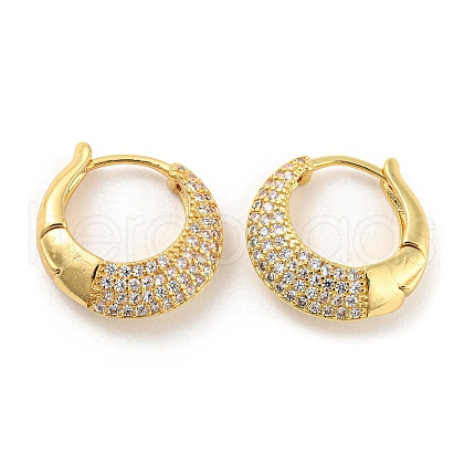 Brass Micro Pave Cubic Zirconia Hoop Earrings EJEW-C066-06G-1