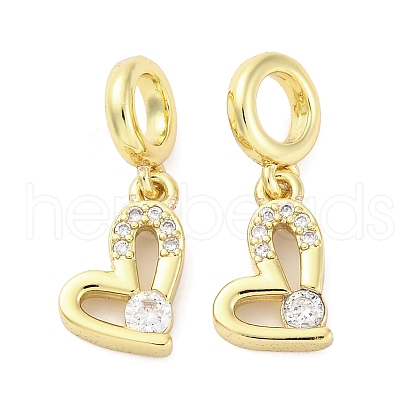 Brass Micro Pave Cubic Zirconia European Dangle Charms KK-D325-19G-02-1