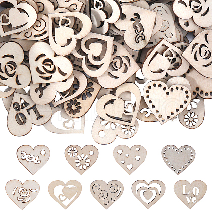 SUNNYCLUE 200Pcs Laser Cut Wood Shapes WOOD-SC0001-76-1