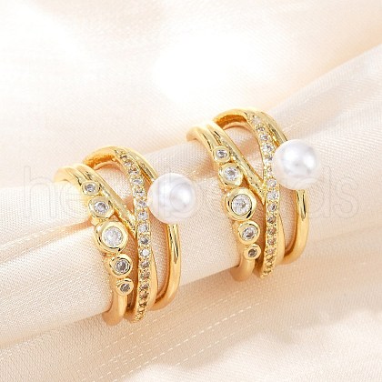 C-Shaped Brass Micro Pave Clear Cubic Zirconia Cuff Earrings EJEW-Z111-04G-02-1
