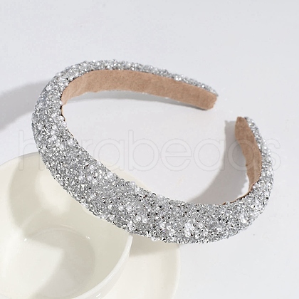 Rhinestone & Plastic Imitation Pearl Hair Band PW-WG61332-01-1
