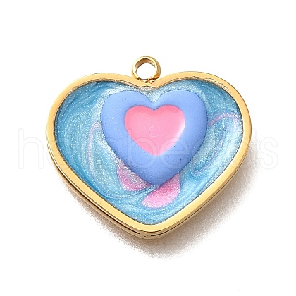 304 Stainless Steel Enamel Pendants STAS-Q347-01G-C-1