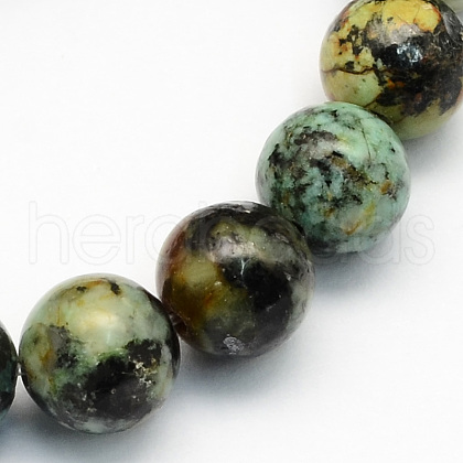 Natural African Turquoise(Jasper) Round Beads Strands G-S181-12mm-1